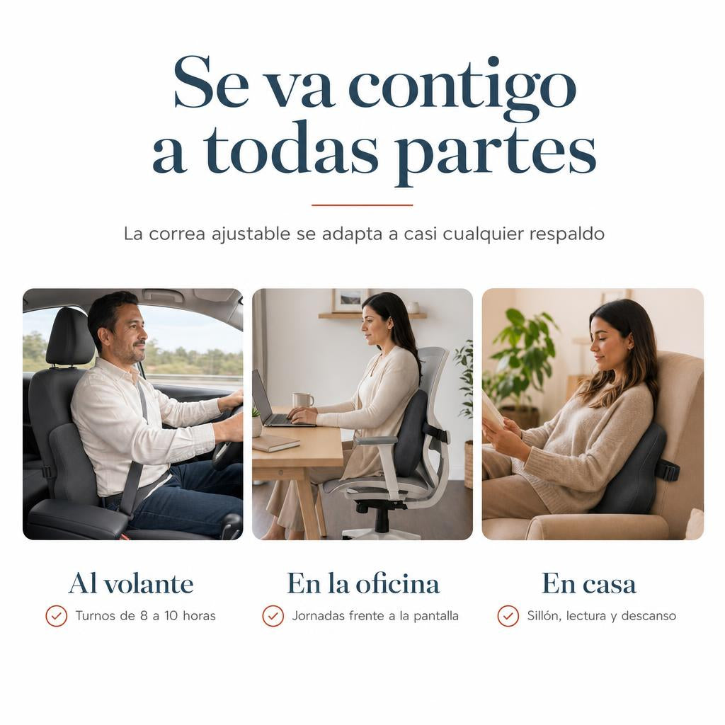 Donde usar el cojin lumbar: al volante, en la oficina y en casa